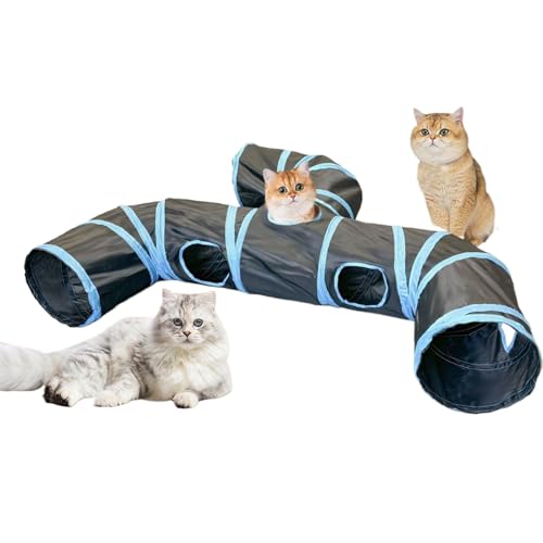 Katzenröhre und Tunnel, Indoor Cat Hide Tunnel, interaktives Spiel-Tunnel, Fun Play Tunnel für Katzen, Cat Hideaway Play Toys, faltbar, Katzentunnel, Katzen-Tunnel, Spielzeug für Welpen von Qzdtue