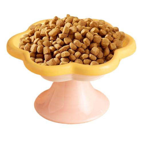 Katzenschüssel, Blumenform, erhöhte Katzenfutterschale, angehobene Katzenfutterschale, Anti-Vomiting Cat Bowl, geraute Katzenschüssel, Katzenschüssel für Spinal Health, Anti-Vomiting Erhöhte Schüssel, von Qzdtue