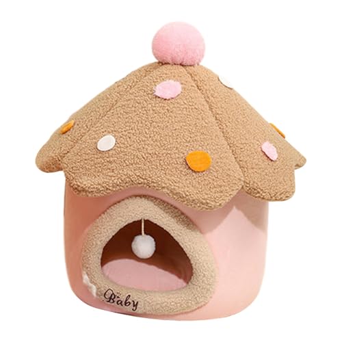 Mushroom Cat House, Cute Pet Tent, Removable Cushion Cat Cave Bed, Warm Cave Nest Sleeping Bed for Cats and Small Dogs, Cozy Puppy House for Pet Relaxation, Mushroom Cat Cave Bed von Qzdtue