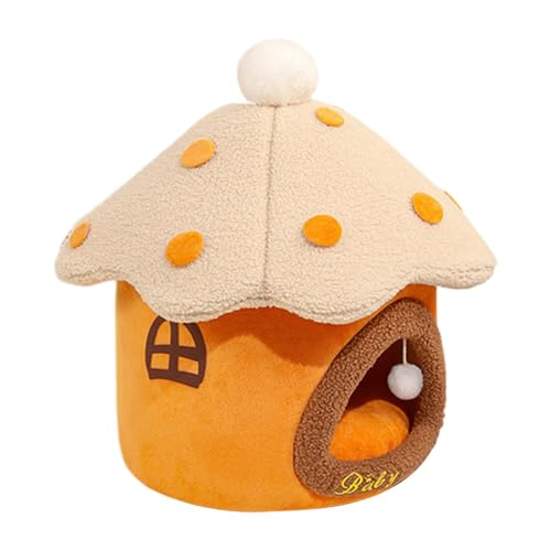 Mushroom Cat House, Cute Pet Tent, Removable Cushion Cat Cave Bed, Warm Cave Nest Sleeping Bed for Cats and Small Dogs, Cozy Puppy House for Pet Relaxation, Mushroom Cat Cave Bed von Qzdtue