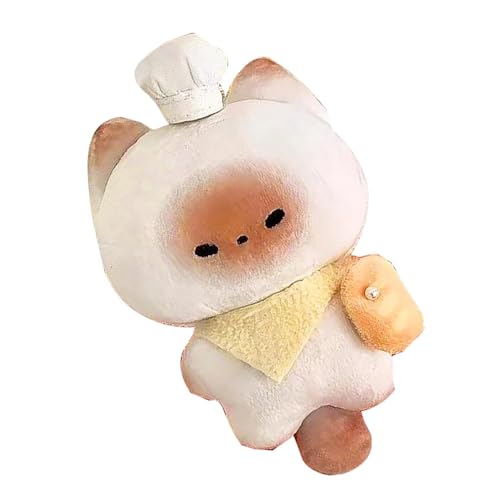 Niedliche Katze Stuffed Tier, Steamed Bun Cat Plüschpuppe, Soft Chef Bread Kitten Stuffed Toy 4,72 Zoll, Ideal für Schultaschen, Purses und Sammlerspielzeug Lovers Cat Stuffed Tier, Gefüllte Steamed von Qzdtue