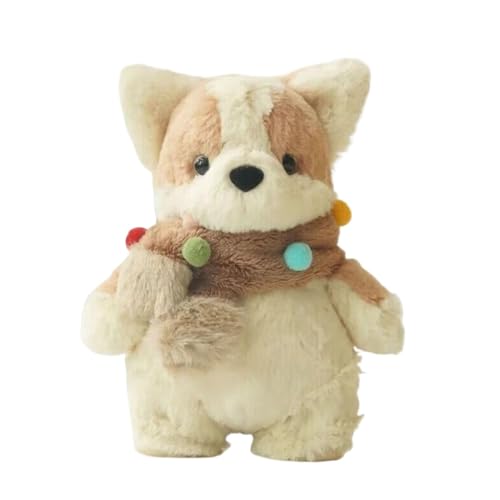 Qzdtue Cartoon Dog Stuffed Animal, 33,78 cm (13,78 Zoll), niedliches Plüschspielzeug mit Scarf, Kissen für Frauen und Kinder, ideal zum Sammeln, für alle Altersgruppen, Heimdekoration und Zubehör von Qzdtue