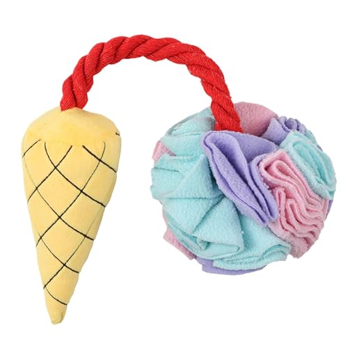 Qzdtue Dog Snuffle Ball Toy, Ice Cream Cone Dog Toy, Plush Dog Chew Toy, Interactive Pet Toy, Dog Squeaky Toy, Ice Cream Dog Chew, Portable Dog Play Toy, Chew Toy Dogs, Dog Puzzle Toy, Pet Play Ball von Qzdtue