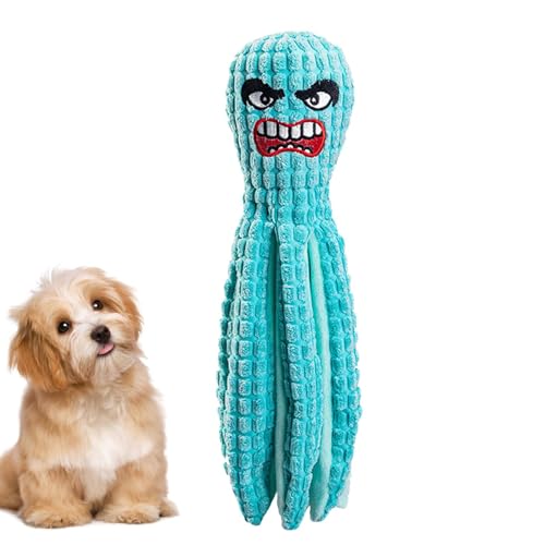 Qzdtue Octopus Hundespielzeug, Plüsch-Spielzeug, Quetschspielzeug für Käufer, Sturdy Interaktives Spielen, Engaging Chew Toy, 35,9 x 9,4 x 9,4 cm, weiche Textur für Puppies und Senioren von Qzdtue