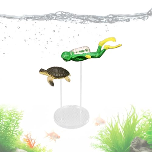 Resin Swimming Sea Turtle Diver, Aquarium Fish Tank Decor, Sea-Themed Cake Decorations, Underwater Action Figure Set, Marine Life Aquarium Accessories for Aquarium Fish Tank von Qzdtue