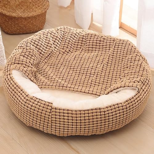 1 Stück kleines Hundebett, Katzenbett mit Kapuzendecke, gemütliches Kuscheltier, orthopädisches Welpen-Haustierbett, Donut, runder Hundebau, Katzenhöhle, rutschfeste Unterseite von RAEF