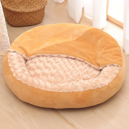 1 Stück kleines Hundebett, Katzenbett mit Kapuzendecke, gemütliches Kuscheltier, orthopädisches Welpen-Haustierbett, Donut, runder Hundebau, Katzenhöhle, rutschfeste Unterseite von RAEF