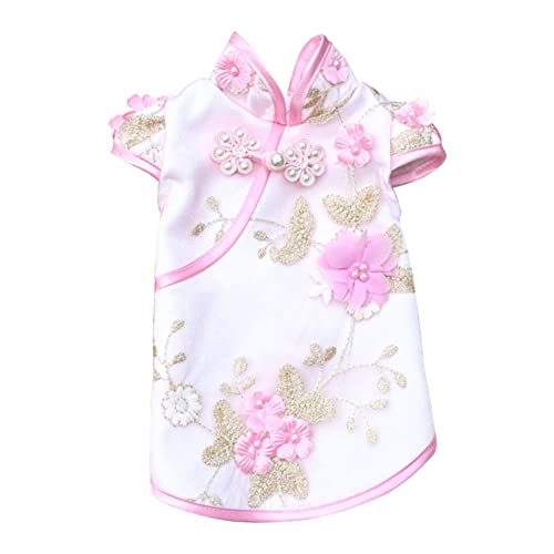 Frühlings-Sommer-Haustier-Kleid, Haustier-Cheongsam-Kleid, Haustier-Sommerkleidung for kleine mittlere Hündchen-Katzen-Mädchen-Rosa 2XL/87 (Color : Pink, Size : L) von RAHYMA