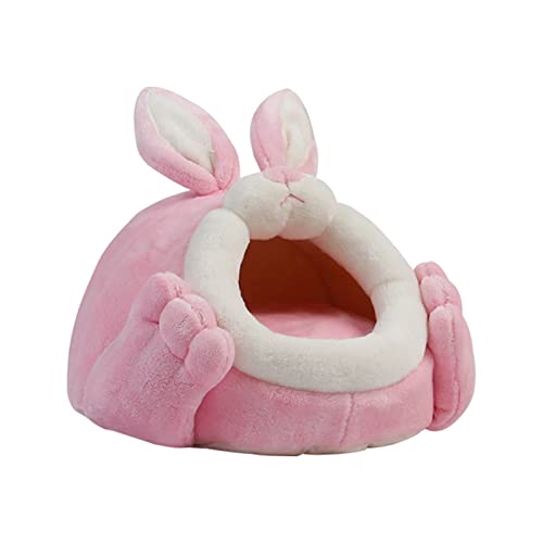 Hamsterbett Verstecke Nest, Haustierhaus in Kaninchenform, Mini-Tier-Haustiernest aus Baumwolle, Höhle for Meerschweinchen, Igel, Ratte, Chinchilla, Blau L/310 (Color : Pink, Size : L) von RAHYMA