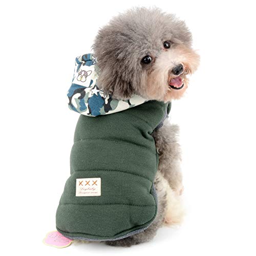 Hoodie-Jacke for kleine Hunde, Jungen, Wintermantel, Fleece, Chihuahua-Kleidung, Tarnung, Haustier, Baumwolle, gefütterte Weste, Welpen, kaltes Wetter, mit Kapuze, Kostüme, warme Katzenbekleidung, Yor von RAHYMA