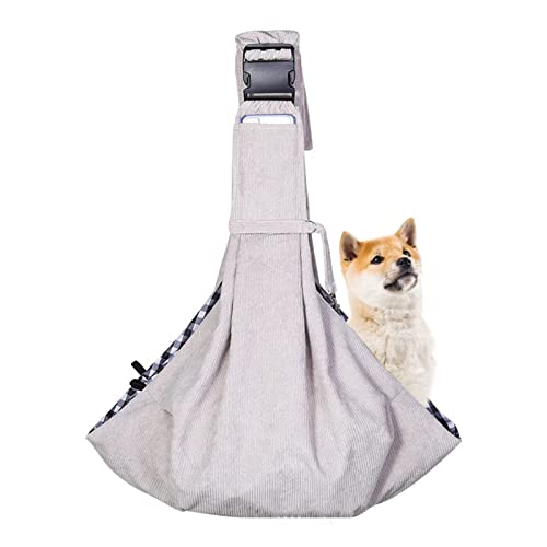 Pet Dog Sling Tragetasche, freihändiger, atmungsaktiver Haustier-Rucksack mit Einer Schulter, Hundereisetasche mit verstellbarem Riemen und Tasche for den Außenbereich, Gelb/91 (Color : Light Grey) von RAHYMA