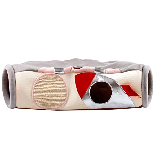 RAHYMA Katzentunnel Super weicher, verschleißfester Plüsch, Katze, Hase, Kätzchen, Tunnel, Katze, interaktives Spielzeug for Zuhause – grau/500 (Color : White) von RAHYMA