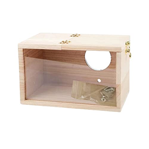 RAHYMA Sittich-Nistkasten, transparentes Design Vogelnest-Zuchtbox, natürliches Holz-Vogel-Zuchtbox-Haus for Vogelkäfig-Garten S/72 (Color : S) von RAHYMA