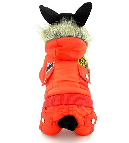 Wasserdichter Hunde-Schneeanzug, Overall, Hoodie, Wintermantel, mit Fleece gefütterte Kleidung, Welpen, Baumwolle, gefüttertes Outfit, kaltes Wetter, Fliegerjacke mit Kapuze, warme Katzenkleidung, Chi von RAHYMA