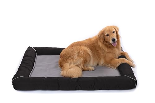 RAIKOU Hundebett Hundesofa Katzenbett Tierbette Bezug abnehmbar und waschbar Boden wasserabweisend Abti Rutsch (100 * 80cm, Braun) von RAIKOU