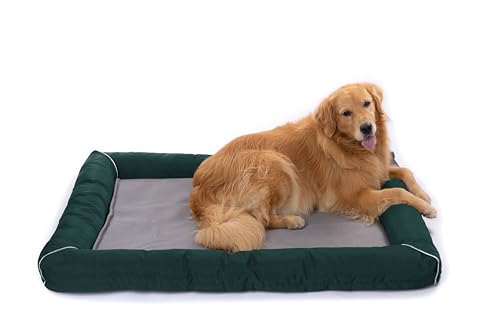 RAIKOU Hundebett Hundesofa Katzenbett Tierbette Bezug abnehmbar und waschbar Boden wasserabweisend Abti Rutsch (100 * 80cm, Dunkelgrün) von RAIKOU