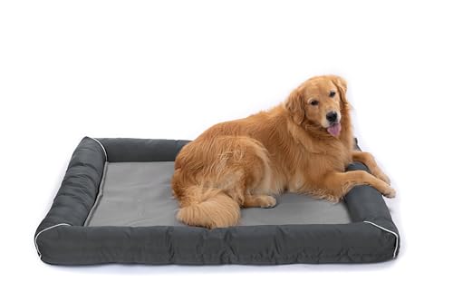 RAIKOU Hundebett Hundesofa Katzenbett Tierbette Bezug abnehmbar und waschbar Boden wasserabweisend Abti Rutsch (100 * 80cm, Grau) von RAIKOU