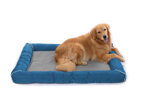 RAIKOU Hundebett Hundesofa Katzenbett Tierbette Bezug abnehmbar und waschbar Boden wasserabweisend Abti Rutsch (120 * 90cm, Blau) von RAIKOU