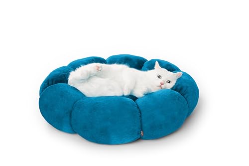 RAIKOU Hundebett Tierkissen Hundekissen Hundebett Hundematratze Hundematte Tierbett rund waschbar flauschig(Blau,35cm) von RAIKOU