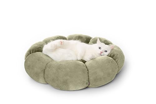 RAIKOU Hundebett Tierkissen Hundekissen Hundebett Hundematratze Hundematte Tierbett rund waschbar flauschig(Khaki,65cm) von RAIKOU