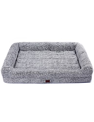 RAIKOU Hundebett mit Abnehmbarem Kissen, gepolstertes waschbares Tierbett Schlafplatz Hundekissen Hundesofa Hundemette tierbedarf (Grau,100 * 80 * 9cm) von RAIKOU