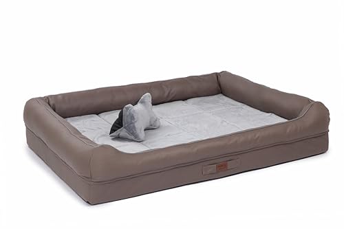 RAIKOU Hundebett mit abnehmbarem Kissen, gepolstert und waschbar – Schlafplatz, Hundekissen, Hundesofa, Hundematte - Hochwertiges Tierbett für Ihren treuen Begleiter. (Braun,100 * 80 * 9cm) von RAIKOU