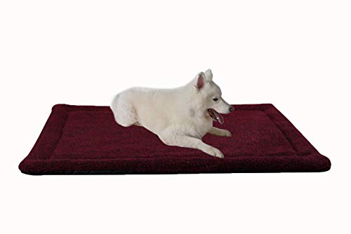 RAIKOU Hundedecke Katzendecke Haustier-Decke mit Plüsch Kissen Fleece-Decke/Tier Schlafdeck Hundebett Haustierbett, waschbar und rutschfest（Dunkelrot Melange,60x40cm von RAIKOU