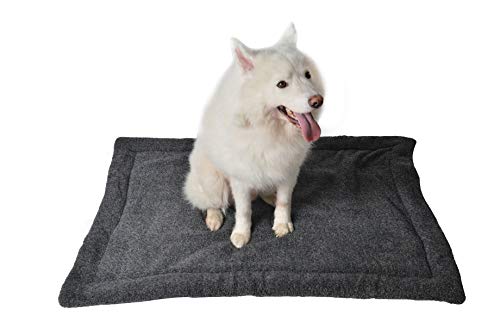 RAIKOU Hundedecke Katzendecke Haustier-Decke mit Plüsch Kissen Fleece-Decke/Tier Schlafdeck Hundebett Haustierbett, waschbar und rutschfest（Schwarz Melange,60x40cm von RAIKOU