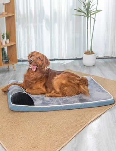 RAIKOU orthopädisches Hundebett kleine und Große Hunde flauschig Hundematte waschbar Hundematratze mit Hundekissen Hundeschlafplatz (Blau, 100 * 80) von RAIKOU