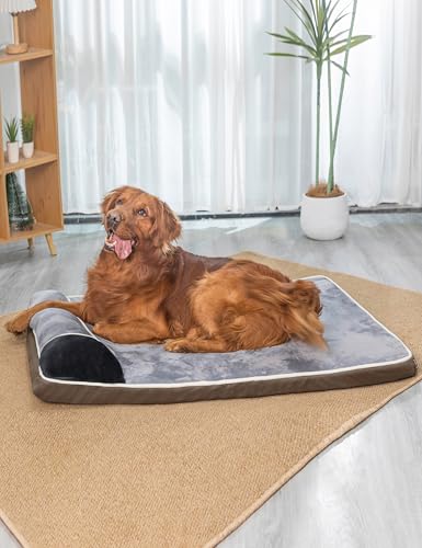 RAIKOU orthopädisches Hundebett kleine und Große Hunde flauschig Hundematte waschbar Hundematratze mit Hundekissen Hundeschlafplatz (Braun, 120 * 90) von RAIKOU