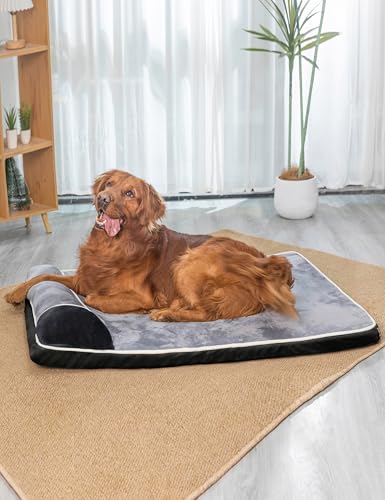 RAIKOU orthopädisches Hundebett kleine und Große Hunde flauschig Hundematte waschbar Hundematratze mit Hundekissen Hundeschlafplatz (Schwarz, 100 * 80) von RAIKOU