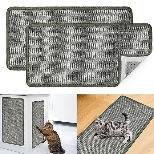 2Pcs Kratzmatte Katze Wand, Kratzteppich Sisal für Katze, Kratzschutz Sofa Katze Selbstklebend Katzenboden Kratzpad, Ecke Kratzbrett Kratzmatte für Katzen Schützt Teppiche und Sofas 25x50cm* 2 von RAINPOP