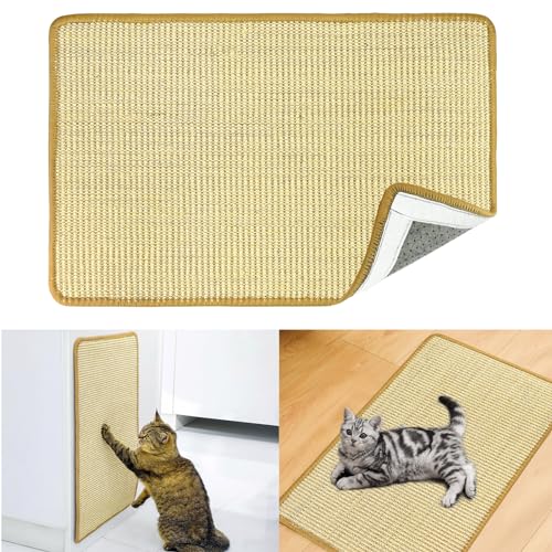 Kratzmatte Katze Wand, 40 * 60CM Kratzschutz Sofa Katze Möbelschoner von Katzen Kratzteppich Sisal für Katze, Horizontale Kratzmatte Ecke Kratzbrett Katzenkratzmatte für Möbel Tür Kratzschutz von RAINPOP