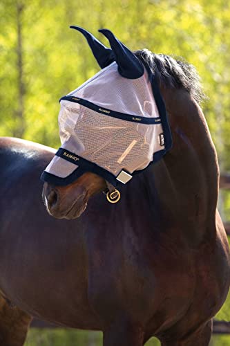 Rambo Flymask Plus nicht behandelt (Haferflocken/Marineblau, Weiß & Beige, kleines Pony) von RAMBO