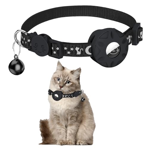 Airtag Katzenhalsband mit Glocke,Airtag Katzenhalsband,Reflektierendes Katzenhalsband,Halsband mit Sicherheitsschnalle,Personalisiertes Katzenhalsband mit Airtag-Halterung für Kätzchen Welpen von RANYAKE