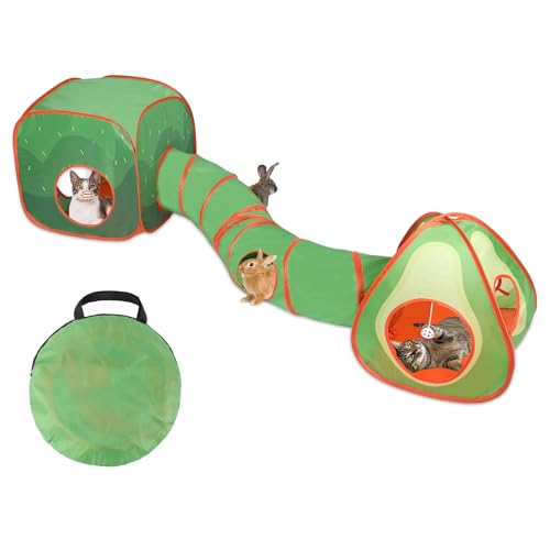 RANYPET 3 in 1 Katzentunnel, Interaktive Katzenspielzeug Faltbarer Pop-Up Katzentunnel mit Aufbewahrungspaket für Innen und Outdoor, Katzen Tunnel Katzenzelt für Katzen Welpen Kaninchen Kleintiere von RANYPET