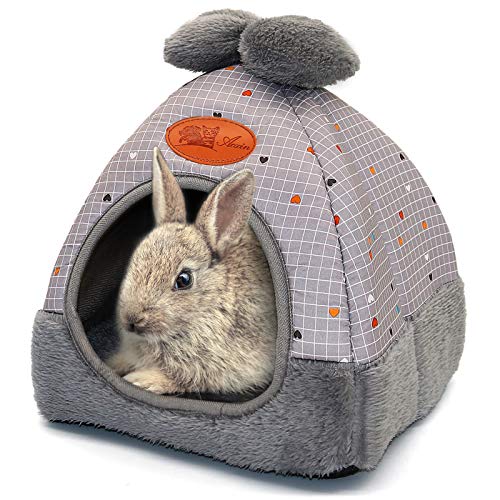 RANYPET Meerschweinchen Bett Warme Häschen Höhlenbetten Niedliches Bowknot-Haus Große Verstecke Käfig Zubehör für Zwergkaninchen Hamster Häschen Frettchen Ratten Igel Chinchilla von RANYPET