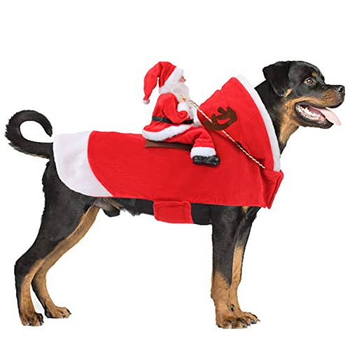 RANYPET Weihnachtsmann-Hundekostüm, Weihnachtsmann-Kostüm, Haustierkleidung, Weihnachtsmann-Motiv, Cosplay-Kostüm, Party, Verkleidung, Hunde-Outfit für kleine, mittelgroße und große Hunde, Größe L von RANYPET