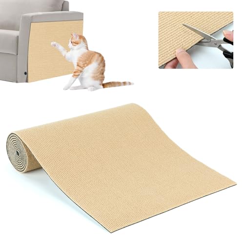 RANYPET Zuschneidbare Selbstklebend Kratzmatte Katze，Kratzteppich Katze für Erneuerung der Oberflächenschicht des Katzenkratzbretts, Katzen Kratzwand,Katzenkratzspielzeug,Sofas, Dunkelgrau 200x40cm von RANYPET