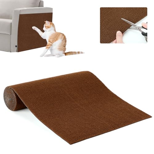 RANYPET Zuschneidbare Selbstklebend Kratzmatte Katze，Kratzteppich Katze für Erneuerung der Oberflächenschicht des Katzenkratzbretts, Katzen Kratzwand,Katzenkratzspielzeug,Sofas, （Braun 200x40cm） von RANYPET