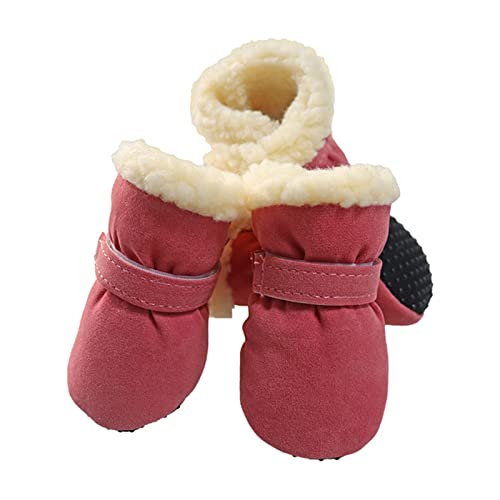 RARIDA Dog Shoes Dog Boots Protective Boots 4Pcs Thick Warm Waterproof Winter Pet Dog Shoes Anti-slip Rain Snow Boots Footwear For Small Dogs Puppy Chihuahua Pet Paw Care (Color : Rosa, Size : L) von RARIDA