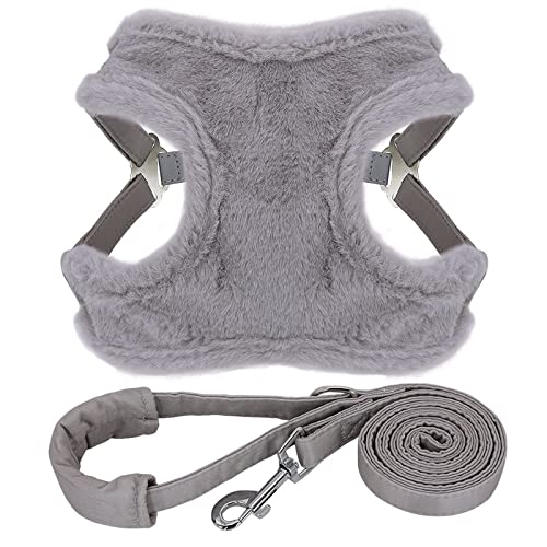 RARIDA Haustier Brustgeschirre Hündchenleine Warme Winter-Haustierweste Geschirre Gehendes Führstrick Mit Weich for Kleine Mittelgroße Hunde Katzen (Color : Grey, Size : M) von RARIDA