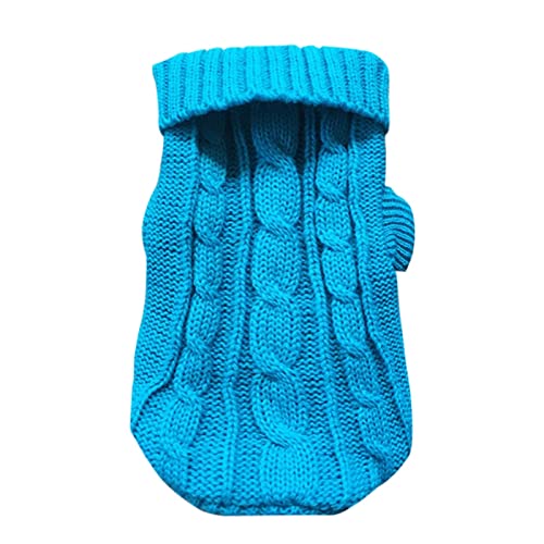 RARIDA Haustierpullover Haustier-Hundepullover Winter-Haustierkleidung for kleine Hunde Warmer Pullover Mantel Outfit for Katzen Kleidung Weiche Hunde-T-Shirt-Jacke (Color : Lake Blue, Size : S) von RARIDA