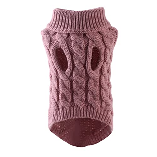 RARIDA Haustierpullover Hundekleidung Winter Chihuahua Weicher Welpe Kätzchen Kätzchen Hoher Kragen Einfarbig Design Pullover Kleidung for Hunde Katzen (Color : Dark Pink, Size : L) von RARIDA