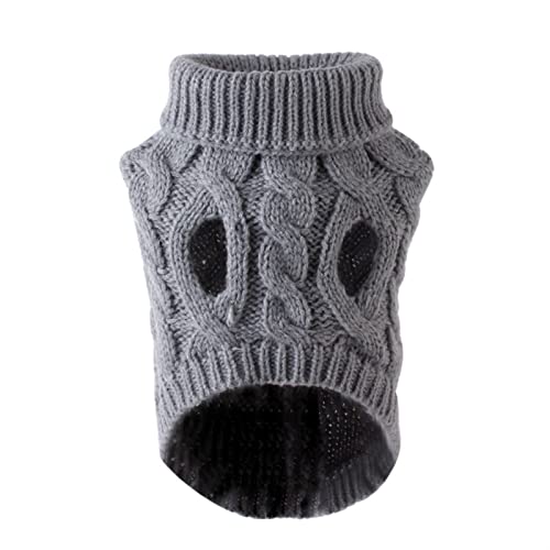 RARIDA Haustierpullover Hundekleidung Winter Chihuahua Weicher Welpe Kätzchen Kätzchen Hoher Kragen Einfarbig Design Pullover Kleidung for Hunde Katzen (Color : Gray, Size : S) von RARIDA