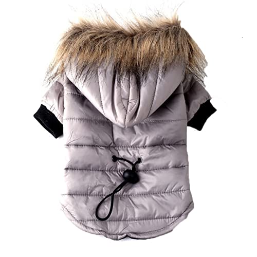 RARIDA Hunde Winterjacken mäntel Outfits Warme Kleine Hundekleidung Winter Haustier Hund Mantel For Chihuahua Weiche Pelzhaube Welpenjacke Kleidung For Hunde Chihuahua (Color : Grey, Size : XL) von RARIDA