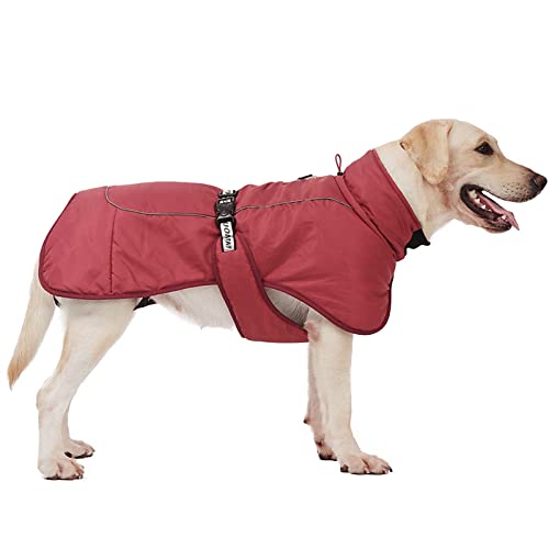 RARIDA Hunde Winterjacken mäntel Super warme Hundejacke Mantel dicke Hundekleidung reflektierende Haustierkleidung Outfit mit hohem Kragen for mittelgroße Hunde Greyhound (Color : Rot, Size : 3XL) von RARIDA