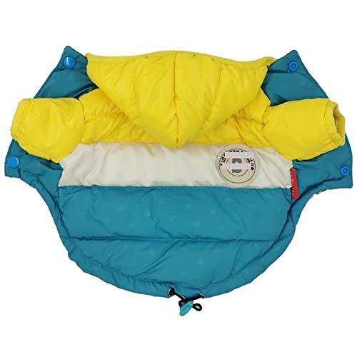 RARIDA Hunde Winterjacken mäntel Winter-Hunde-Katzen-Katzen-warmer Mantel-Jacken-wasserdichter Spleiß-Entwurfs-Haustier-Welpen-Winter-Hoodie-Ausstattung (Color : Blue Yellow, Size : L) von RARIDA