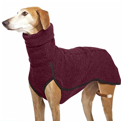 RARIDA Hundebekleidung Großer Hundemantel Sweatshirt Hoher Kragen Haustierbekleidung Mittelgroße Hundebekleidung Winter Warm halten Kostüm Pullover (Color : Wine Red, Size : S) von RARIDA