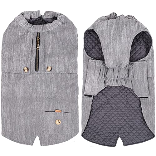 RARIDA Hundemantel Winter Warme Jacke, Haustierkleidung Hundejacke Outfit for Kleine Mittelgroße Hunde Herbst Und Winter Haustier Baumwolle Verpackung Winterhundekleidung (Color : Gray, Size : XL) von RARIDA